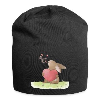 Illustration de demande en mariage : Demande en mariage - Bonnet en jersey - noir - Devant
