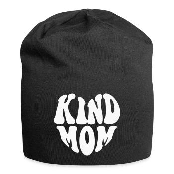 Kind Mom Heart Logo – Anpassbare Farbe - Jersey-Beanie - Schwarz - Vorne