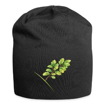 Blätterzweig Eiche - Aquarell - Jersey-Beanie - Schwarz - Vorne