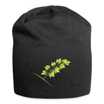 Blätterzweig Ahorn - Aquarell - Jersey-Beanie - Schwarz - Vorne