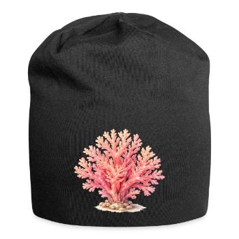 Rosa Koralle Illustration - Jersey-Beanie - Schwarz - Vorne