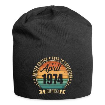 Cadeau d’anniversaire rétro vintage de Avril 1974 - Bonnet en jersey - noir - Devant