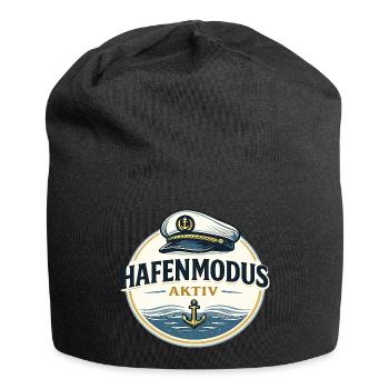 Hafenmodus aktiv maritimer Anker Spruch - Jersey-Beanie - Schwarz - Vorne