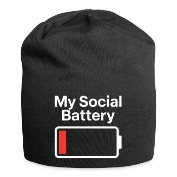 Social Battery Introvertiert Leere Batterie Akku - Jersey-Beanie - Schwarz - Vorne