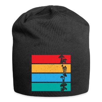 Mushroom Stripes Retro Design - Jersey Beanie - black - Front