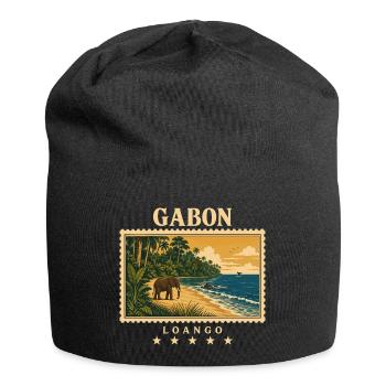 Gabun Loango Vintage Reisemarke - Jersey-Beanie - Schwarz - Vorne