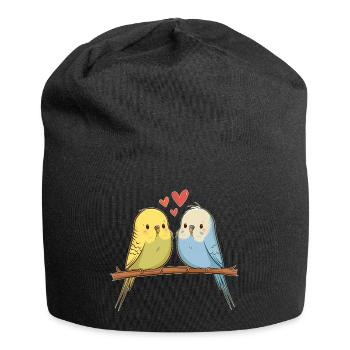 Wellensittiche - Jersey-Beanie - Schwarz - Vorne