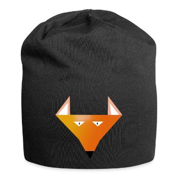 Geometrischer Fuchskopf Print - Jersey-Beanie - Schwarz - Vorne