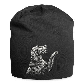Irischer Zuspieler zieht Pfote hoch – Roter Zuspieler Hund Mama Papa - Jersey-Beanie - Schwarz - Vorne