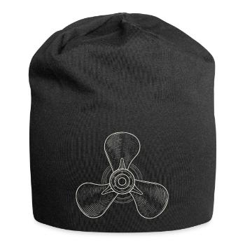 Vintage Three-Blade Propeller Illustration - Jersey Beanie - black - Front