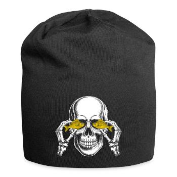 Skull with yellow fish eyes - Jersey Beanie - black - Front