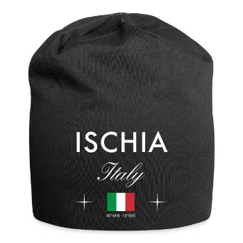 Ischia Italy Coordinates Travel Souvenir - Jersey Beanie - black - Front