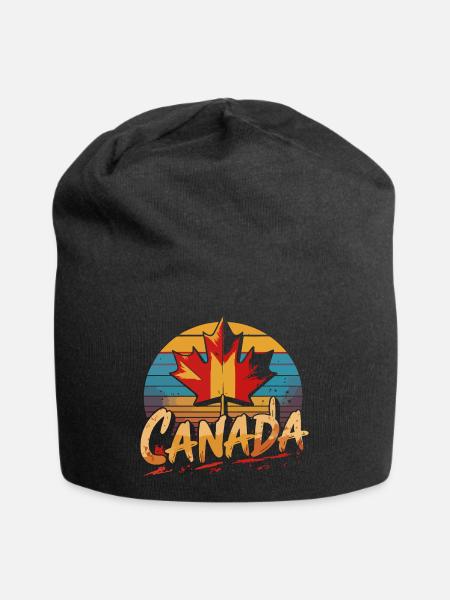 Kanada Retro Ahorn-Sonnenuntergang - Jersey-Beanie - Schwarz
