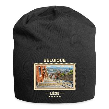 Belgien Lüttich Vintage Reisemarke - Jersey-Beanie - Schwarz - Vorne