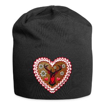 Gingerbread proud Deer Stag - Love Heart - Jersey Beanie - black - Front