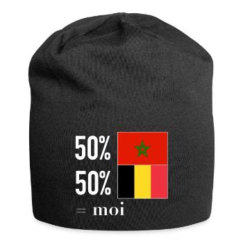Half Belgian / half Moroccan - Jersey Beanie - black - Front
