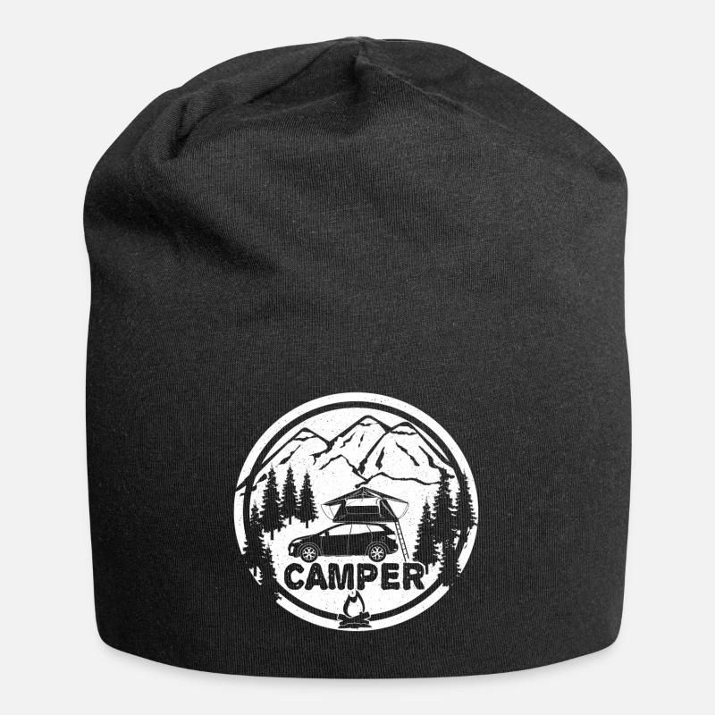 Dachzelt CAMPER - Camping Dachzelten GEschenk - Jersey-Beanie - Schwarz