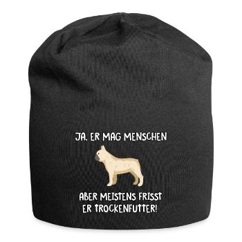 Ja er mag Menschen Französische Bulldogge - Jersey-Beanie - Schwarz - Vorne
