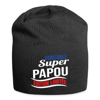 Véritable super papou édition limitée humour papa - Bonnet en jersey - noir - Devant