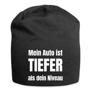 Mein Auto ist tiefer als dein Niveau - Jersey-Beanie - Schwarz - Vorne