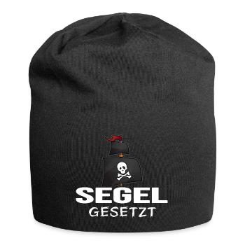 Küsten-Pirat Kapitän moin moin "Segel gesetzt" - Jersey-Beanie - Schwarz - Vorne