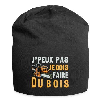 J'peux pas je dois Faire Du Bois,papa forestier - Bonnet en jersey - noir - Devant