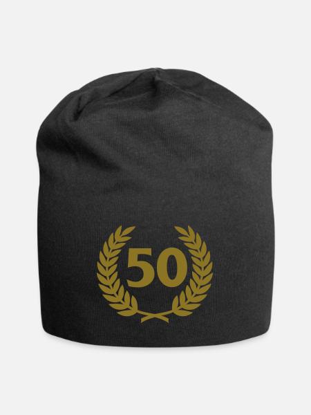 Lorbeerkranz & Zahl (50) - Jersey-Beanie - Schwarz