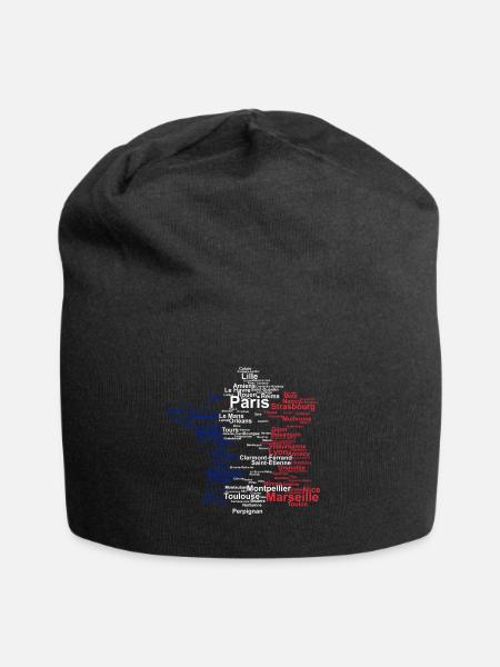 Frankreich Umriss Flagge Reise Paris Urlaub Karte - Jersey-Beanie - Schwarz