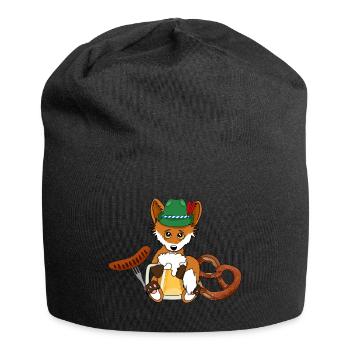 Fuchs Bier Bratwurst Brezel Bayern Fest Oktober - Jersey-Beanie - Schwarz - Vorne