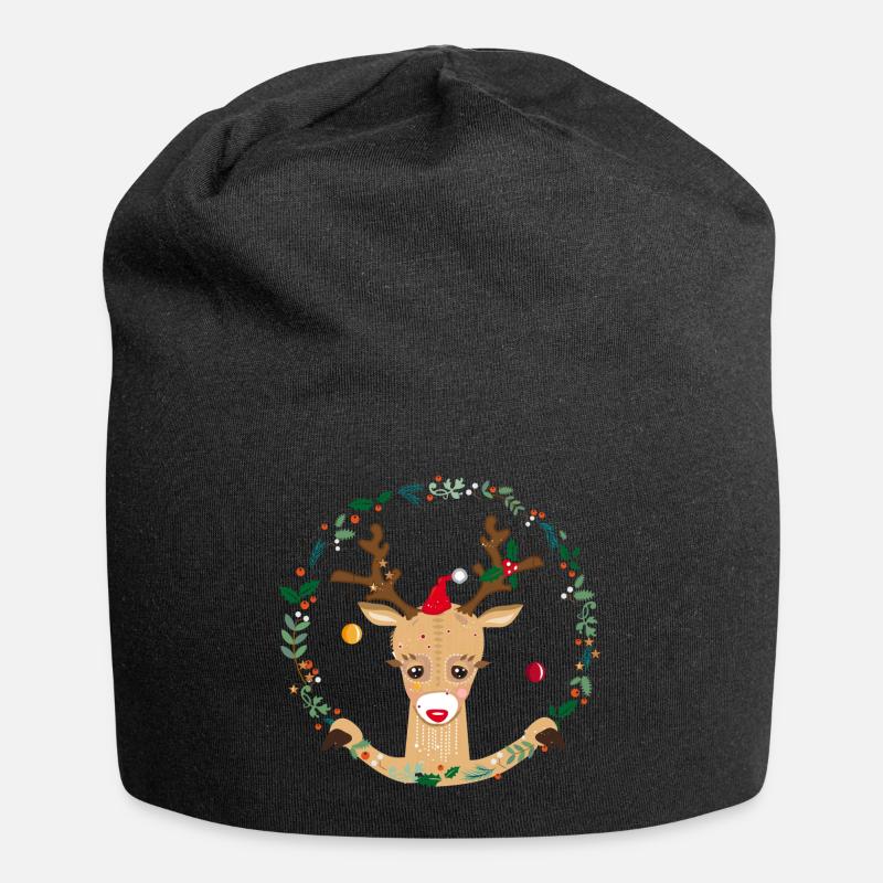 Cute reindeer - Jersey Beanie - black