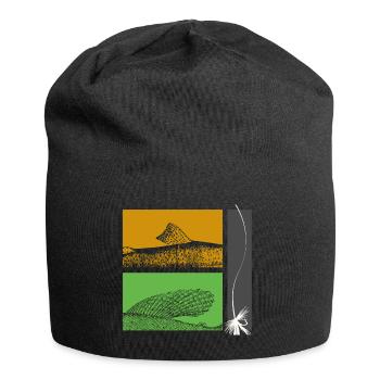Modell 26 - Forelle und Äsche - Jersey-Beanie - Schwarz - Vorne