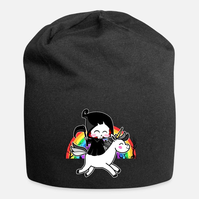 Death Is Magic - Einhorn Sensenmann Regenbogen - Jersey-Beanie - Schwarz