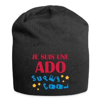 Teenager / Jugendliche / Jugendlicher / Kind - Jersey-Beanie - Schwarz - Vorne