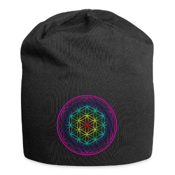 Rainbow Flower of Life Flower of Life Flower - Jersey Beanie - black - Front