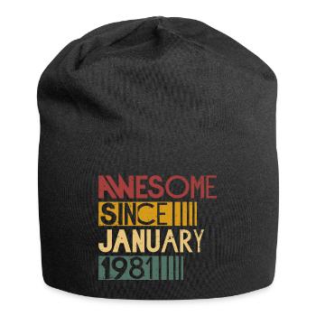 Born in January 1981 retro birthday - Jersey Beanie - black - Front