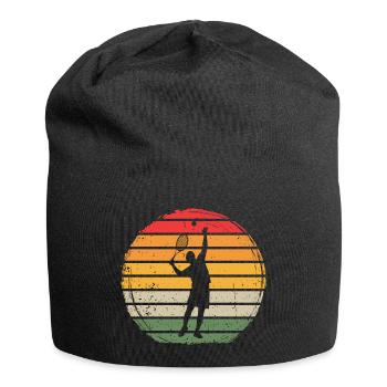 Joueur de tennis servant en vintage - Bonnet en jersey - noir - Devant