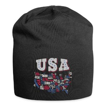 Carte des États-Unis avec l’état des États-Unis - Bonnet en jersey - noir - Devant