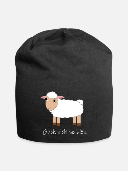 "Guck nich so blök" Glubschaugen Schaf - Jersey-Beanie - Schwarz