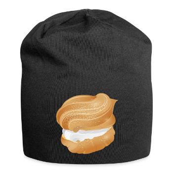 Illustration of a cream filled cream puff - Jersey Beanie - black - Front