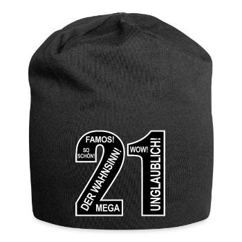 21. Geburtstag Wow Lustiges Motiv Nummer Ziffer 21 - Jersey-Beanie - Schwarz - Vorne