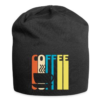 Kaffee | Kaffeetasse, latte, espresso, cappuccino - Jersey-Beanie - Schwarz - Vorne