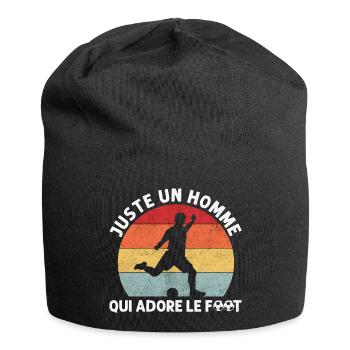 Juste un homme qui adore le foot humour footbaleur - Bonnet en jersey - noir - Devant