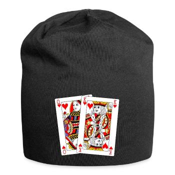 Queen and King of Hearts - Jersey Beanie - black - Front