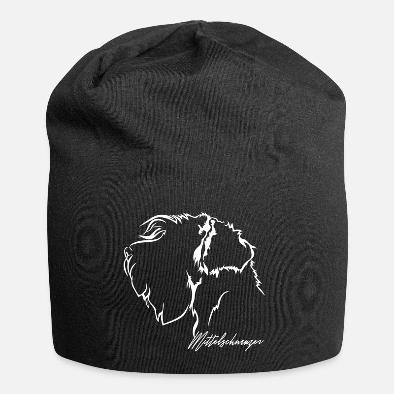 Mittelschnauzer Profil Hunde Hund Wilsigns - Jersey-Beanie - Schwarz