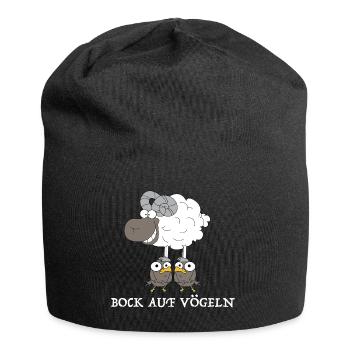 Bock auf Vögeln | Schaf, Vogel, lustige Sprüche - Jersey-Beanie - Schwarz - Vorne