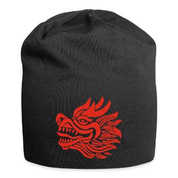 Tête de dragon chinois (rouge) - Bonnet en jersey - noir - Devant
