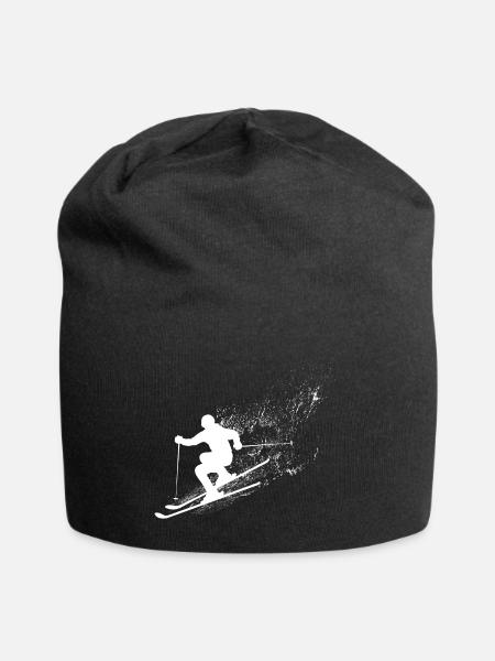 Ski, Pulverschnee, Wintersport, Skiurlaub - Jersey-Beanie - Schwarz