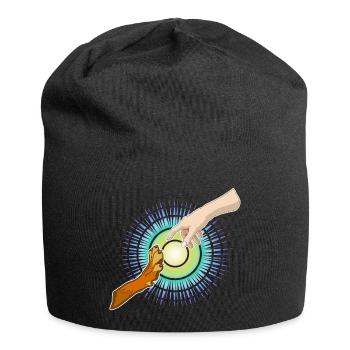 Hundepfote Menschenhand - Jersey-Beanie - Schwarz - Vorne