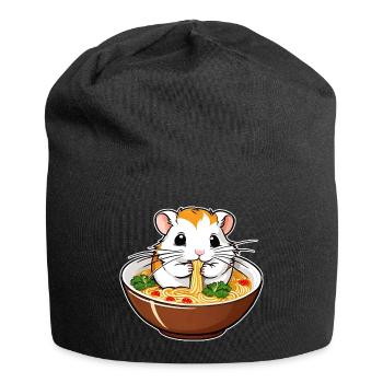 Niedlicher Hamster mit Ramen Suppe - Jersey-Beanie - Schwarz - Vorne