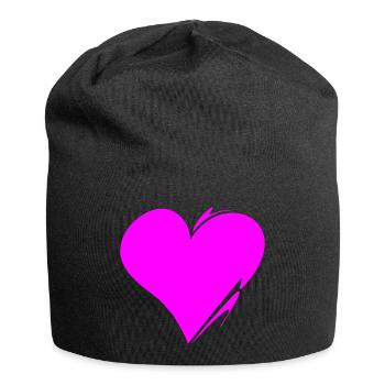 Herz ❤️ - Jersey-Beanie - Schwarz - Vorne